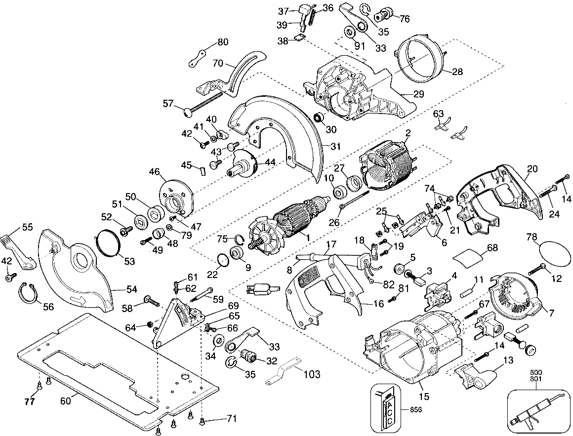 Default Diagram and Parts List for 2683-220 Type 1 Black and Decker Circular Saw